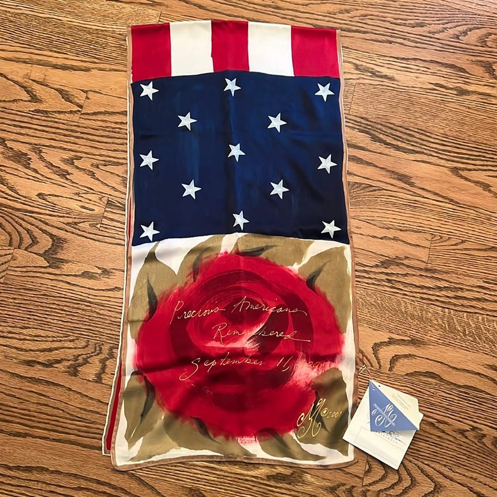 Margaret Sullivan Hand Painted Scarf in Remembrance of 9/11